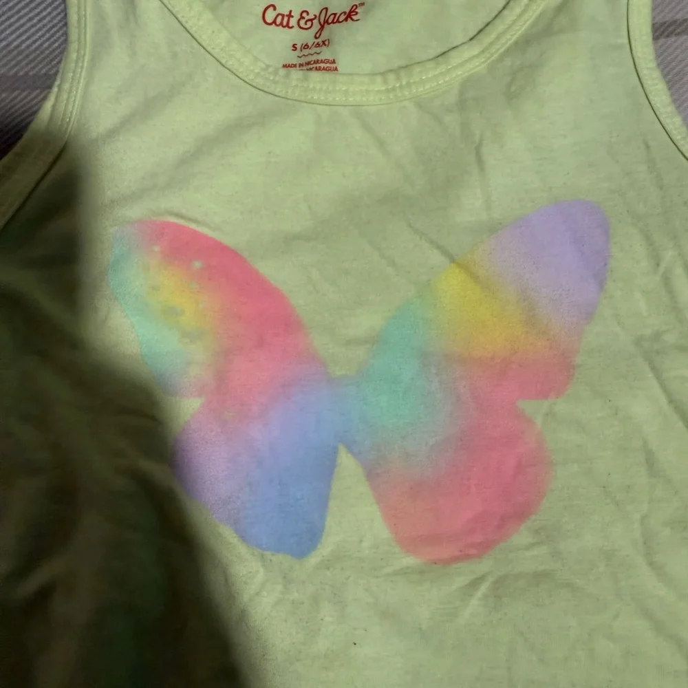 Cat & Jack Neon Tank Top with Rainbow Butterfly